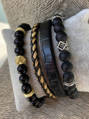 Jenny Daphne Erkek Gerçek Deri ve Doğaltaş Bileklik Kombin Faturalı Renk Atmaz Garantili Hediye Paketli