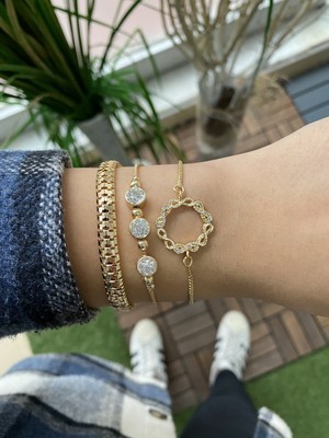 Jenny Daphne Kadın 3 Lü Kombin Renk Atmaz Bileklik Seti