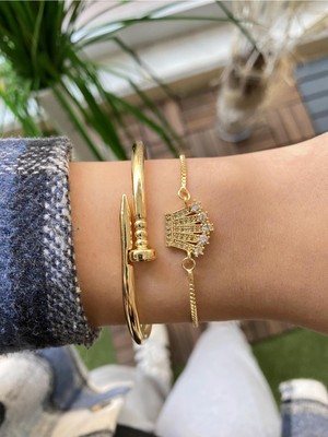 Jenny Daphne Kadın 2 Li Kombin Renk Atmaz Bileklik Seti