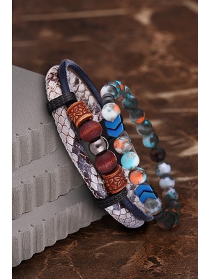 Jackferrero  Erkek Deri ve Doğaltaş Bileklik