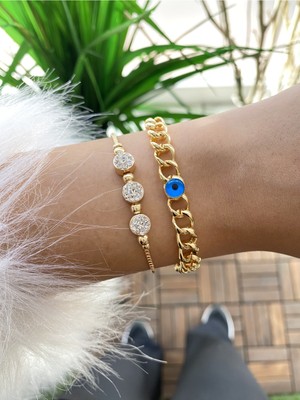 Jenny Daphne Kadın Altın Kaplama Renk Atmaz Bileklik 2 Li Kombin