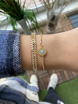 Jenny Daphne Kadın 2 Li Kombin Renk Atmaz Bileklik Seti