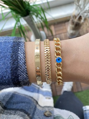 Jenny Daphne Kadın 3 Lü Kombin Renk Atmaz Bileklik Seti