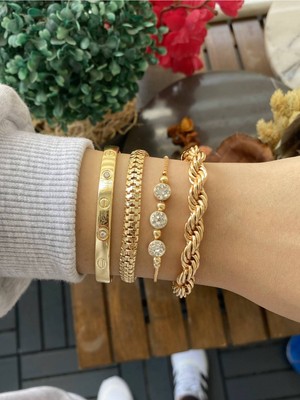 Jackferrero Kadın Gerçek 4 Lü  Bileklik Seti  Faturalı Renk Atmaz Garantili Hediye Paketli