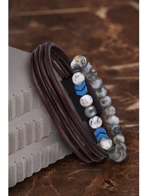 Jackferrero  Erkek Deri ve Doğaltaş Bileklik