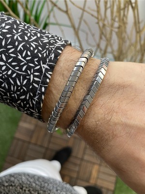 Jenny Daphne Erkek Hematit Doğataş  Renk Atmaz Bileklik 2 Li Kombin