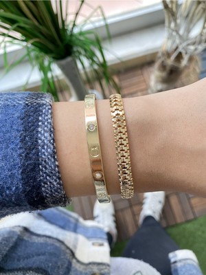 Jenny Daphne Kadın 2 Li Kombin Renk Atmaz Bileklik Seti