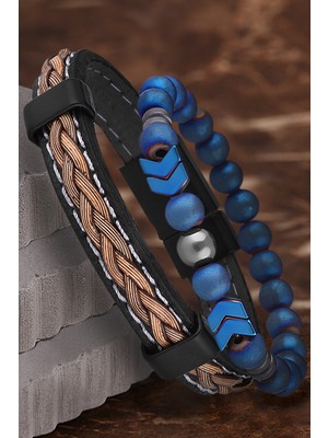 Jenny Daphne Erkek Deri ve Doğaltaş Bileklik Kombin