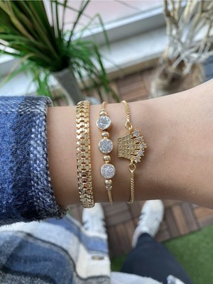 Jenny Daphne Kadın 3 Lü Kombin Renk Atmaz Bileklik Seti