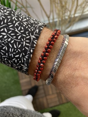 Jenny Daphne Erkek Hematit Doğataş  Renk Atmaz Bileklik 2 Li Kombin