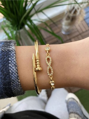 Jenny Daphne Kadın 2 Li Kombin Renk Atmaz Bileklik Seti