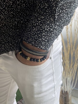 Jenny Daphne Erkek Deri ve Doğaltaş  Bileklik Kombin Gerçek Ürün Renk Atmaz