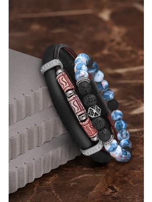 Jackferrero  Erkek Deri ve Doğaltaş Bileklik