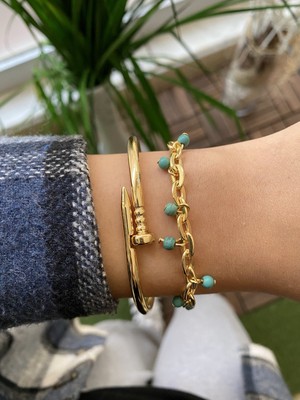 Jenny Daphne Kadın 2 Li Kombin Renk Atmaz Bileklik Seti