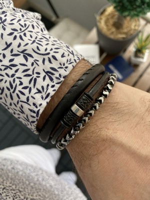 Jackferrero Özel Tasarım Gerçek  Kombin Hematit Taşı Makrome El Örgüsü Erkek Bileklik