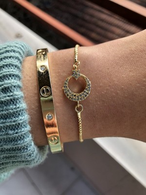 Jackferrero Özel Tasarım Gold Renk  Kadın Kombin  Bileklik Seti  Renk Atmaz