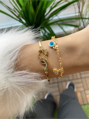 Jenny Daphne Kadın Altın Kaplama Renk Atmaz Bileklik 2 Li Kombin