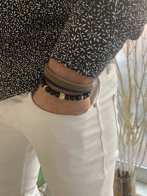 Jenny Daphne Erkek Deri ve Doğaltaş  Bileklik Kombin Gerçek Ürün Renk Atmaz