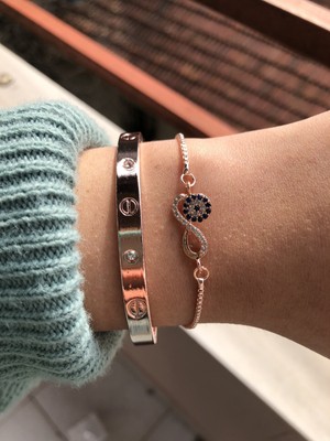 Jackferrero Özel Tasarım Rosse Renk  Kadın Kombin  Bileklik Seti  Renk Atmaz