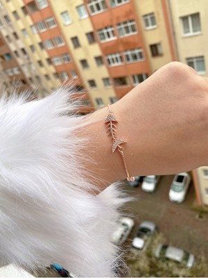 Jackferrero Kadın Rosse Renk Asansör Bileklik  Renk Atmaz Altın Kaplama Zirkon Taş