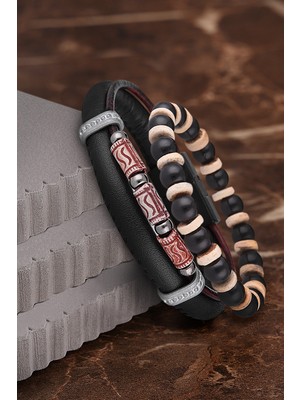 Jackferrero Erkek Deri ve Doğaltaş Bileklik