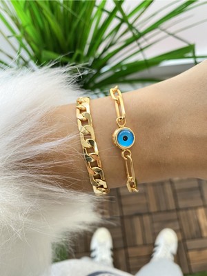 Jenny Daphne Kadın Altın Kaplama Prinç Renk Atmaz Bileklik 2 Li Kombin