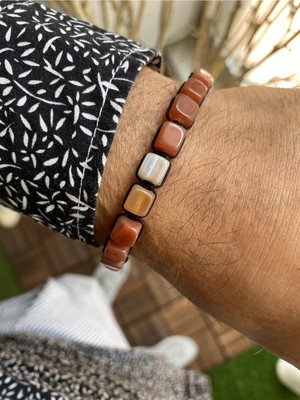 Jenny Daphne Erkek Makrome Örgü Erkek Bileklik Renk Atmaz Doğaltaş