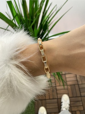 Jenny Daphne Kadın Altın Kaplama Prinç Renk Atmaz Bileklik