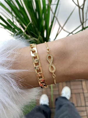 Jenny Daphne Kadın Altın Kaplama Prinç Renk Atmaz Bileklik 2 Li Kombin