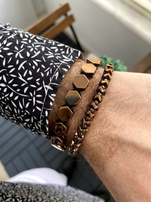 Jackferrero Kombin  Hematit Taşı Makrome El Örgüsü Erkek Bileklik