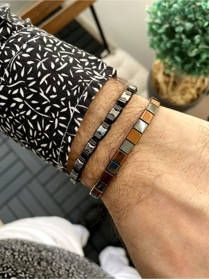 Jackferrero Kombin  Hematit Taşı Makrome El Örgüsü Erkek Bileklik