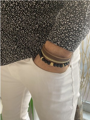 Jenny Daphne Erkek Deri ve Doğaltaş  Bileklik Kombin Gerçek Ürün Renk Atmaz