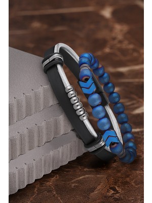 Jackferrero Özel Tasarım Erkek Deri ve Doğaltaş Bileklik Kombin