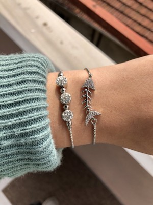 Jackferrero Özel Tasarım Gümüş Renk  Kadın Kombin  Bileklik Seti  Renk Atmaz