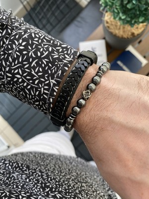 Jackferrero Erkek Moda Bileklik Makrome Örgü Doğaltaş & Deri Kombin