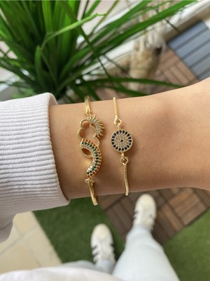 Jenny Daphne Kadın Altın Kaplama Renk Atmaz Bileklik 2 Li Kombin