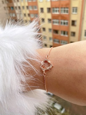 Jackferrero Kadın Rosse Renk Asansör Bileklik  Renk Atmaz Altın Kaplama Zirkon Taş