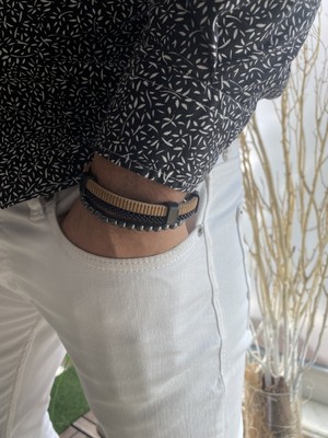 Jenny Daphne Erkek Deri ve Doğaltaş  Bileklik Kombin Gerçek Ürün Renk Atmaz