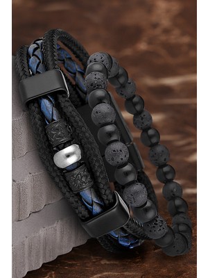 Jenny Daphne Erkek Deri ve Doğaltaş Bileklik Kombin