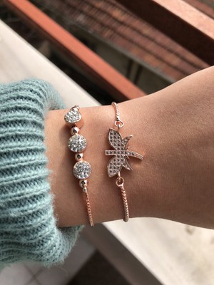 Jackferrero Özel Tasarım Rosse Renk  Kadın Kombin  Bileklik Seti  Renk Atmaz