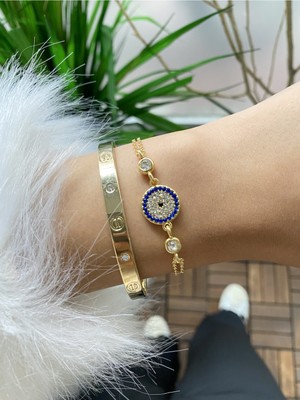 Jenny Daphne Kadın 2 Li Kombin Renk Atmaz Princ Altın Kaplama Bileklik Seti