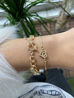 Jenny Daphne Kadın Altın Kaplama Renk Atmaz Bileklik 2 Li Kombin