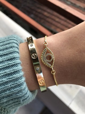 Jackferrero Özel Tasarım Gold Renk  Kadın Kombin  Bileklik Seti  Renk Atmaz