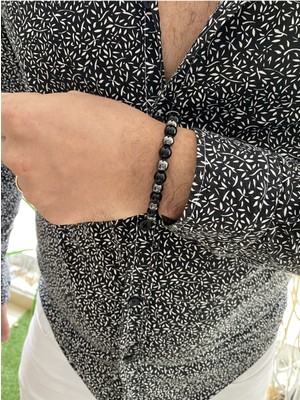 Jenny Daphne Erkek Deri ve Hematit Doğataş Renk Atmaz Bileklik 2 Li Kombin