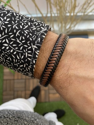 Jenny Daphne Erkek Deri Bileklik Gerçek Ürün Renk Atmaz