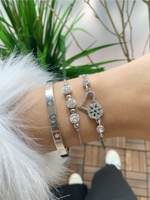 Jenny Daphne Kadın 3 Lü Kombin Renk Atmaz Princ Altın Kaplama Bileklik Seti