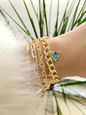 Jackferrero Kadın 4 Adet Kombin Bileklik Seti Altın Kaplama Renk Atmaz