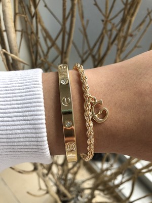 Jackferrero Özel Tasarım Gold Renk  Kadın Kombin  Bileklik Seti  Renk Atmaz