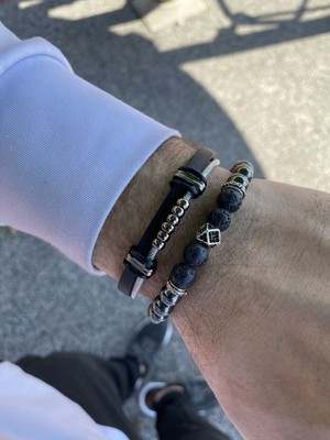 Jackferrero Erkek 2 Adet Kombin Bileklik Seti Deri & Doğaltaş