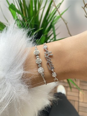 Jenny Daphne Kadın 2 Li Kombin Renk Atmaz Princ Altın Kaplama Bileklik Seti